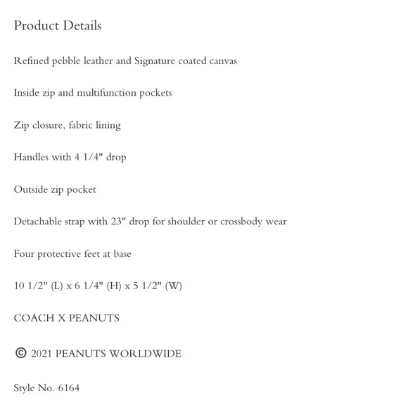 Coach X Peanuts Rowan Satchel With Snoopy - Picture 10 of 10